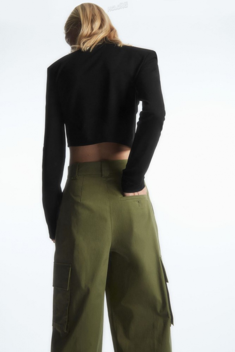 Khaki COS Wide-Leg Cargo Trousers Trousers | 860243-BZH