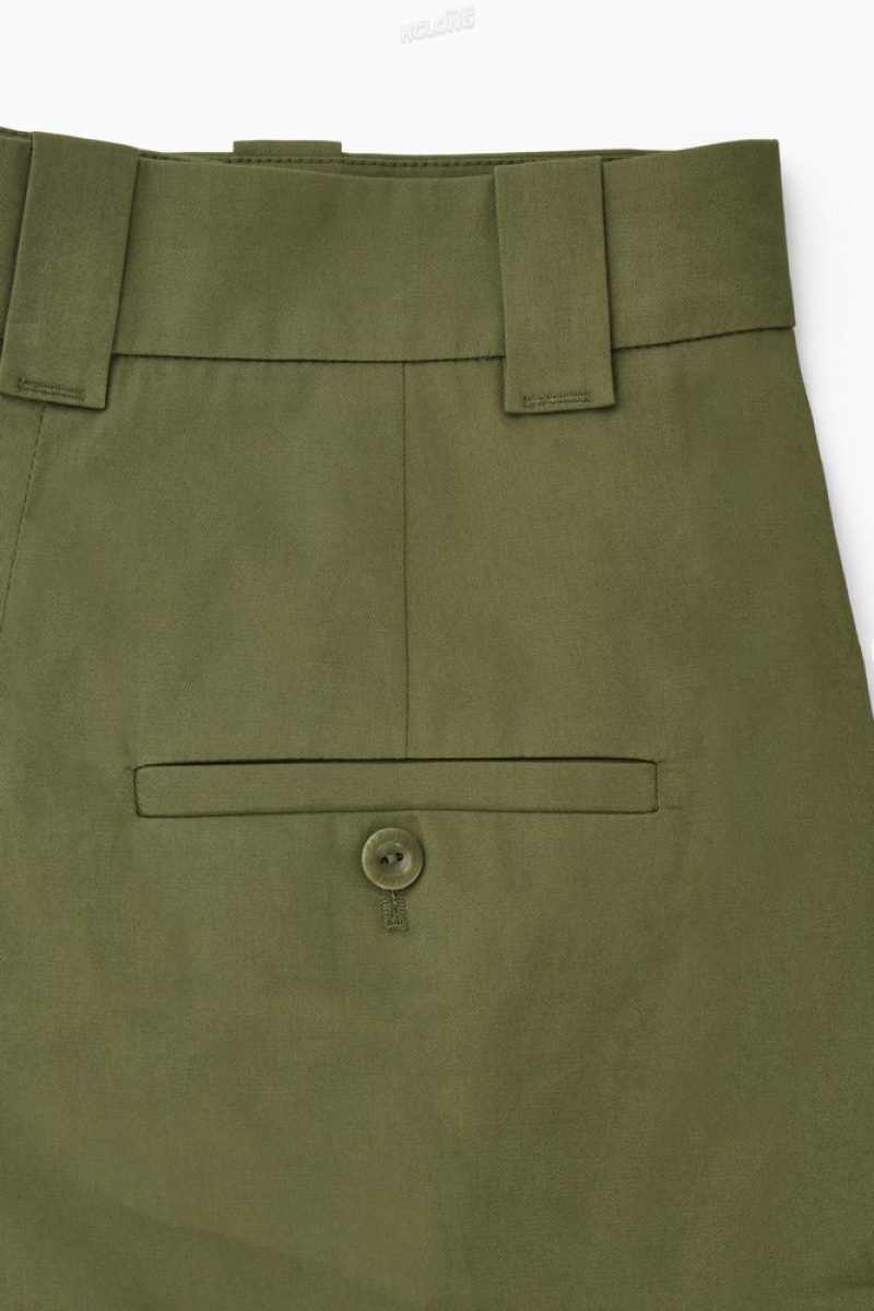 Khaki COS Wide-Leg Cargo Trousers Trousers | 860243-BZH