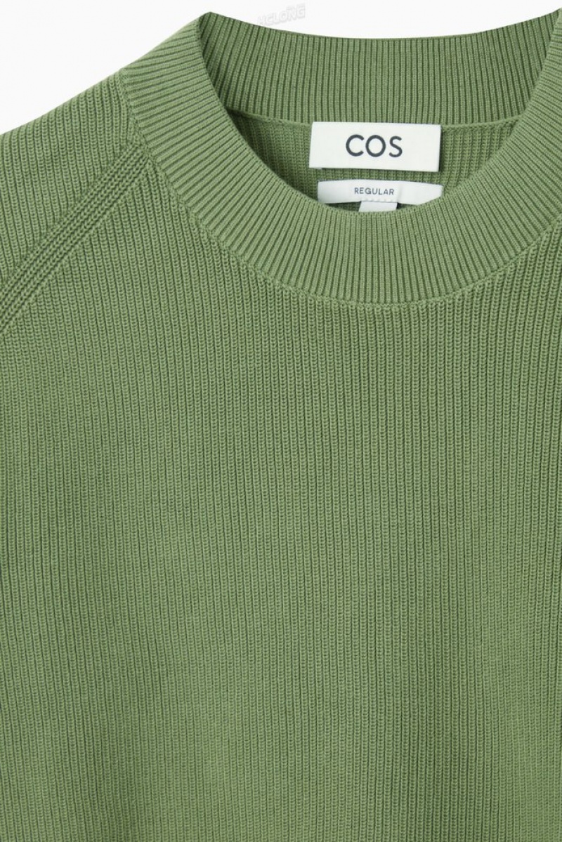 Khaki Green COS Ribbed-Knit Sweater Sweaters & Cardigans | 716593-WCA