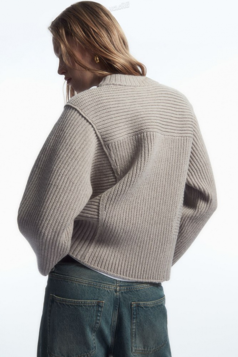 Light Beige COS Chunky Paneled Wool Sweater Sweaters & Cardigans | 354817-OQP