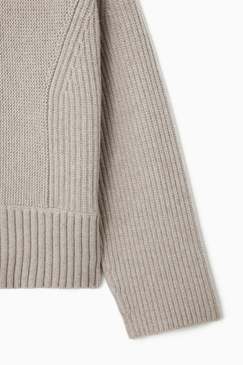 Light Beige COS Chunky Paneled Wool Sweater Sweaters & Cardigans | 354817-OQP