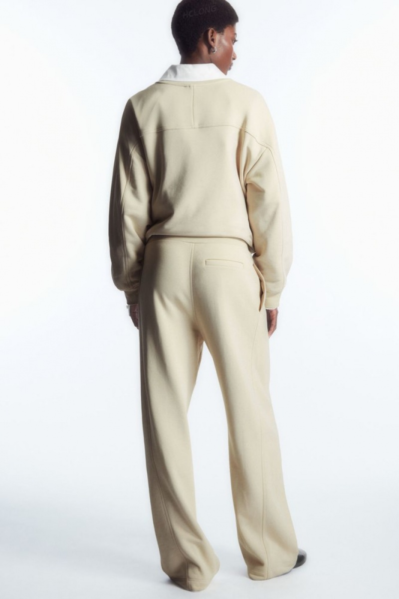 Light Beige COS Exposed-Seam Jersey Sweatpants Pants | 067584-OUR