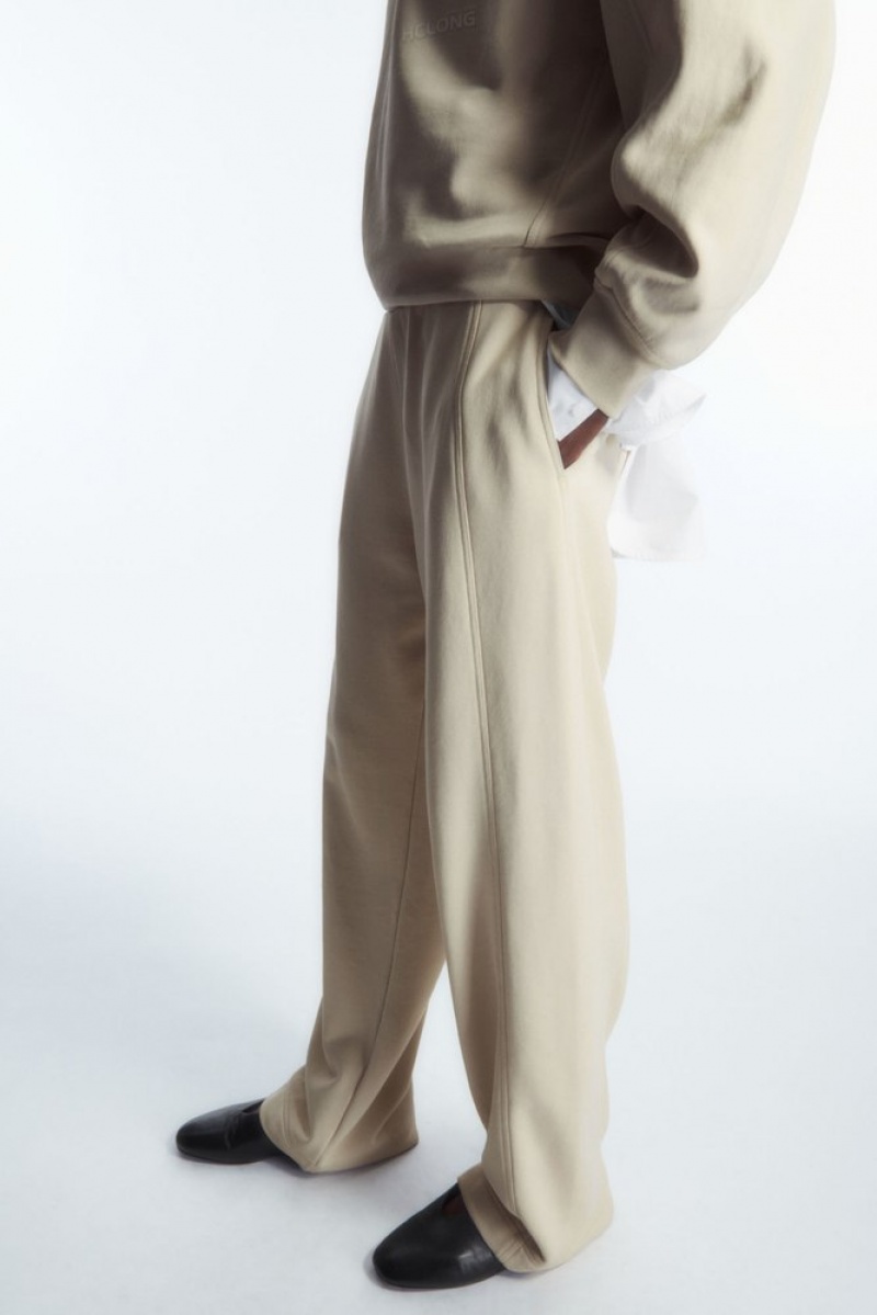 Light Beige COS Exposed-Seam Jersey Sweatpants Pants | 067584-OUR