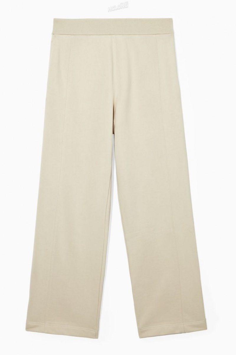 Light Beige COS Exposed-Seam Jersey Sweatpants Pants | 067584-OUR