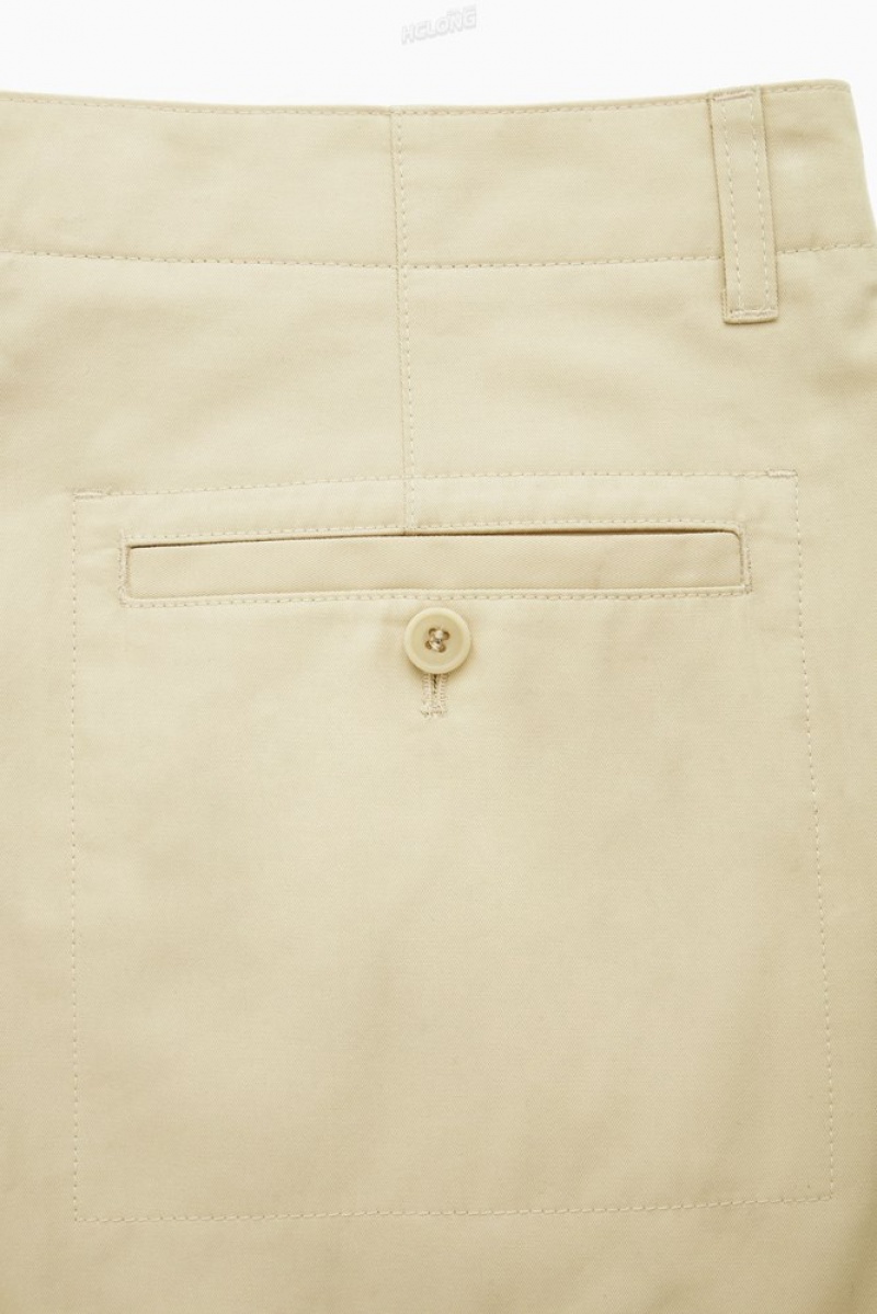 Light Beige COS Relaxed-Fit Utility Trousers Pants | 918704-OJZ