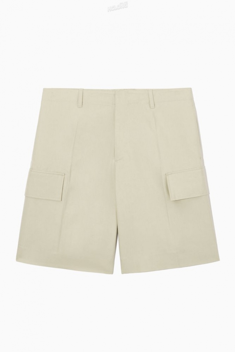 Light Beige COS Tailored Utility Shorts Shorts | 748920-FZY