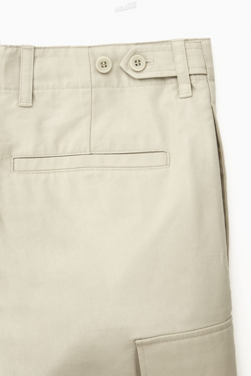 Light Beige COS Tailored Utility Shorts Shorts | 748920-FZY