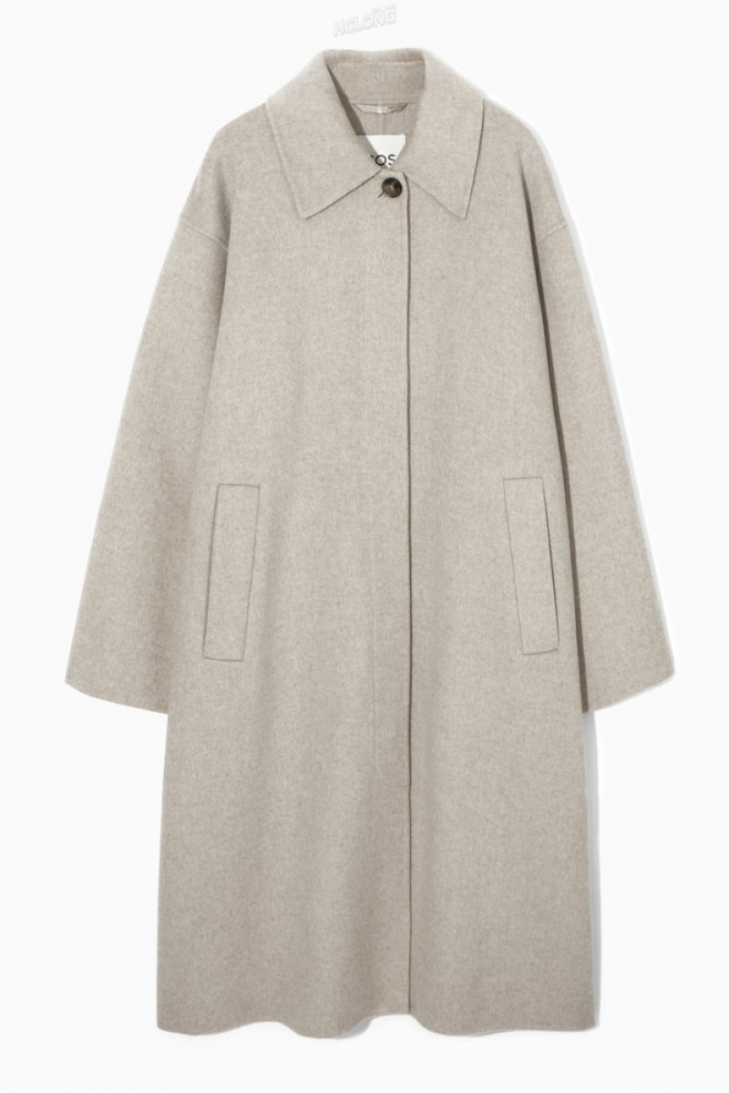 Light Beige MéLange COS Collared Double-Faced Wool Coat Coats & Jackets | 392847-NVA