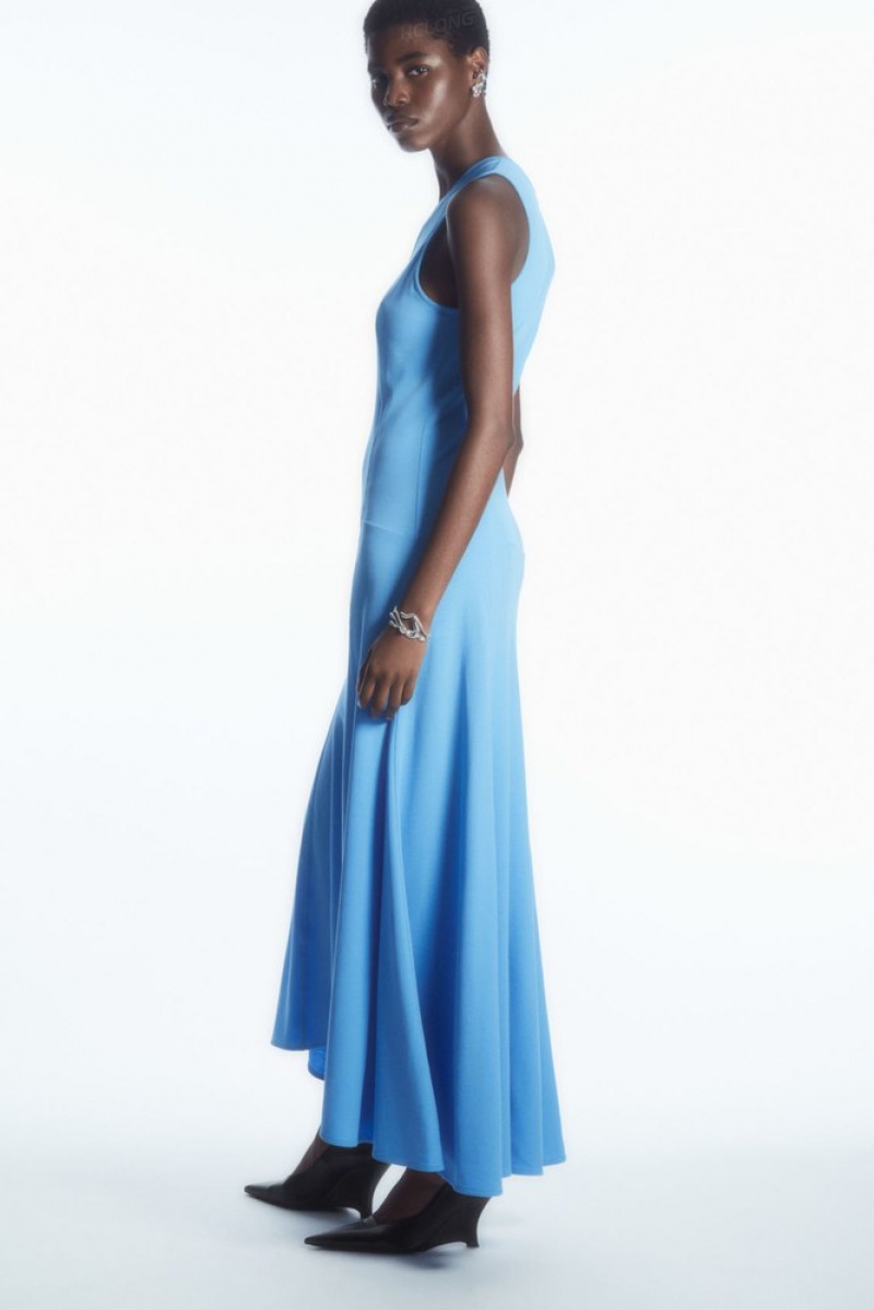 Light Blue COS Sleeveless Dropped-Waist Maxi Dress Dresses | 163407-QBJ