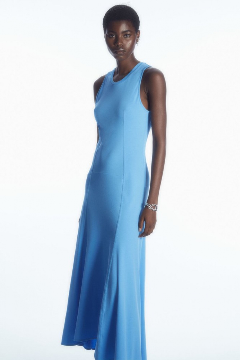 Light Blue COS Sleeveless Dropped-Waist Maxi Dress Dresses | 163407-QBJ