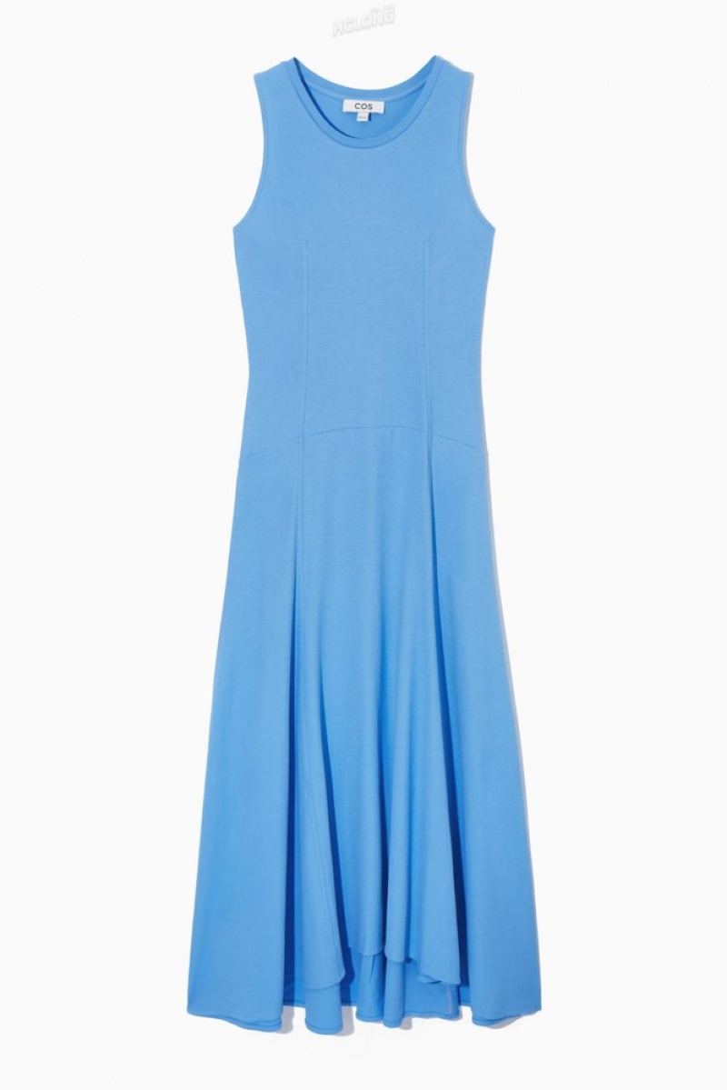 Light Blue COS Sleeveless Dropped-Waist Maxi Dress Dresses | 163407-QBJ