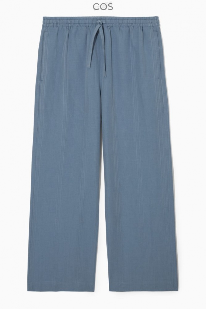 Light Blue COS Straight-Leg Textured Linen Pants Pants | 682795-PWD