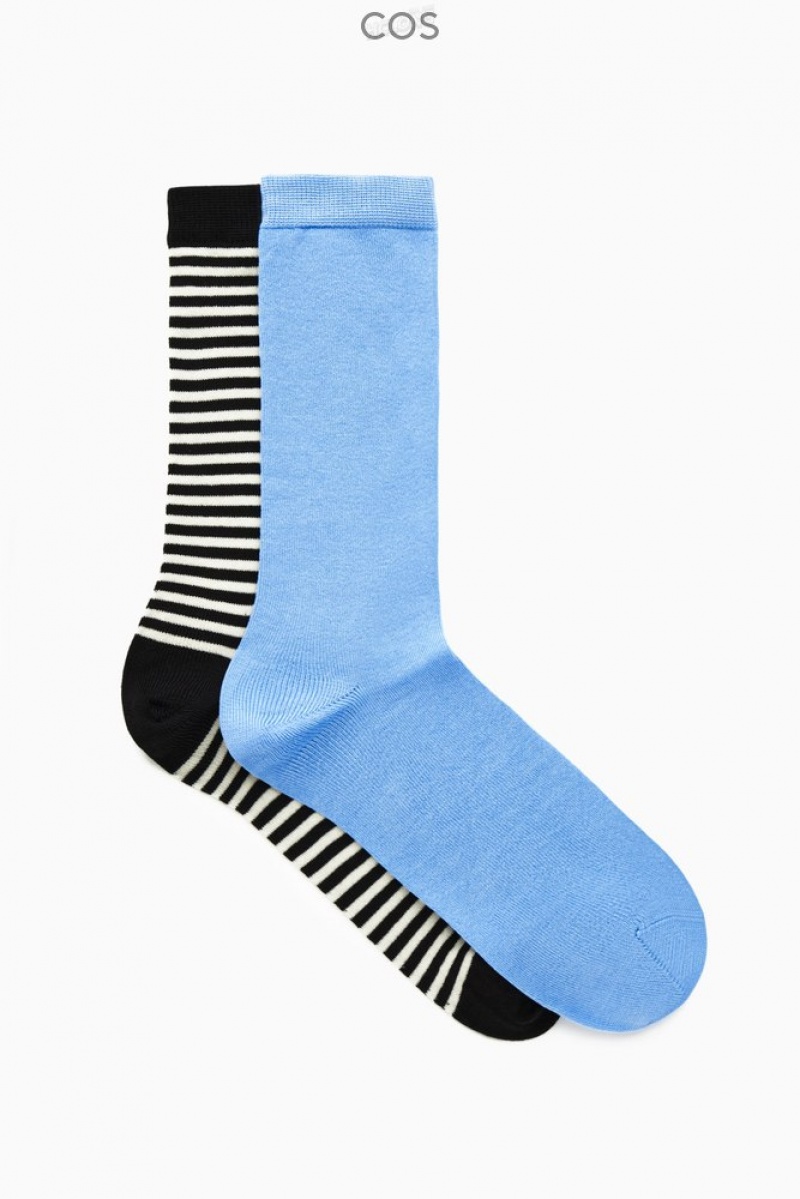 Light Blue / Striped COS 2-Pack Mercerized Cotton Socks Socks | 926017-RAH