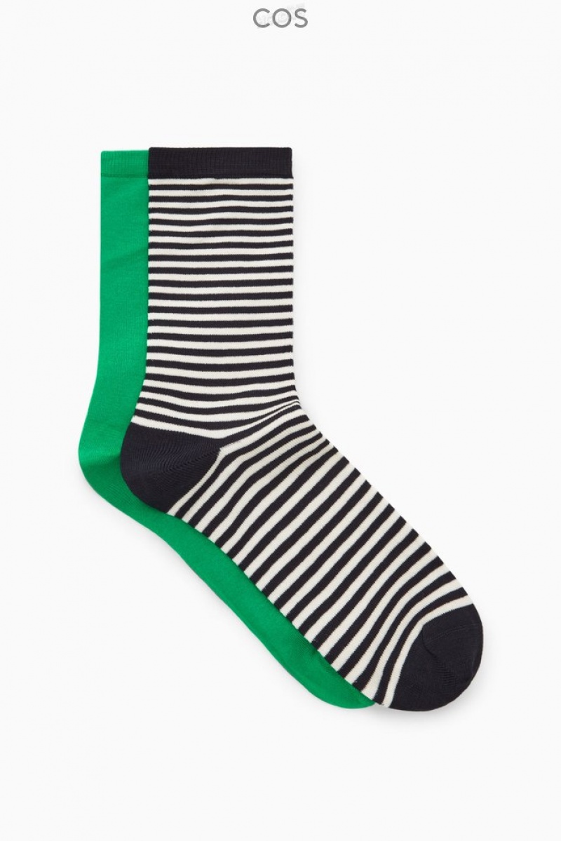 Light Blue / Striped COS 2-Pack Mercerized Cotton Socks Socks | 915703-DIO