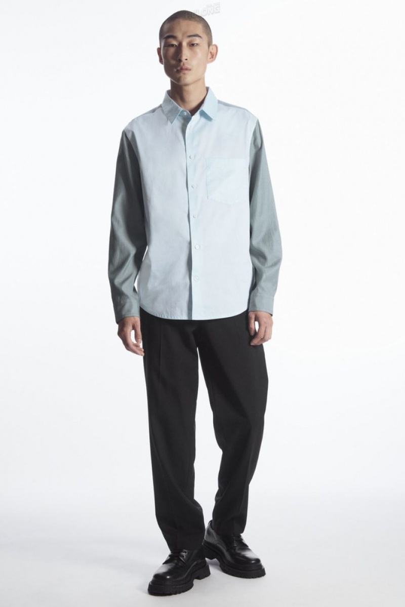 Light Blue / Teal COS Colour-Block Tailored Shirt - Relaxed Shirts | 673852-CTB