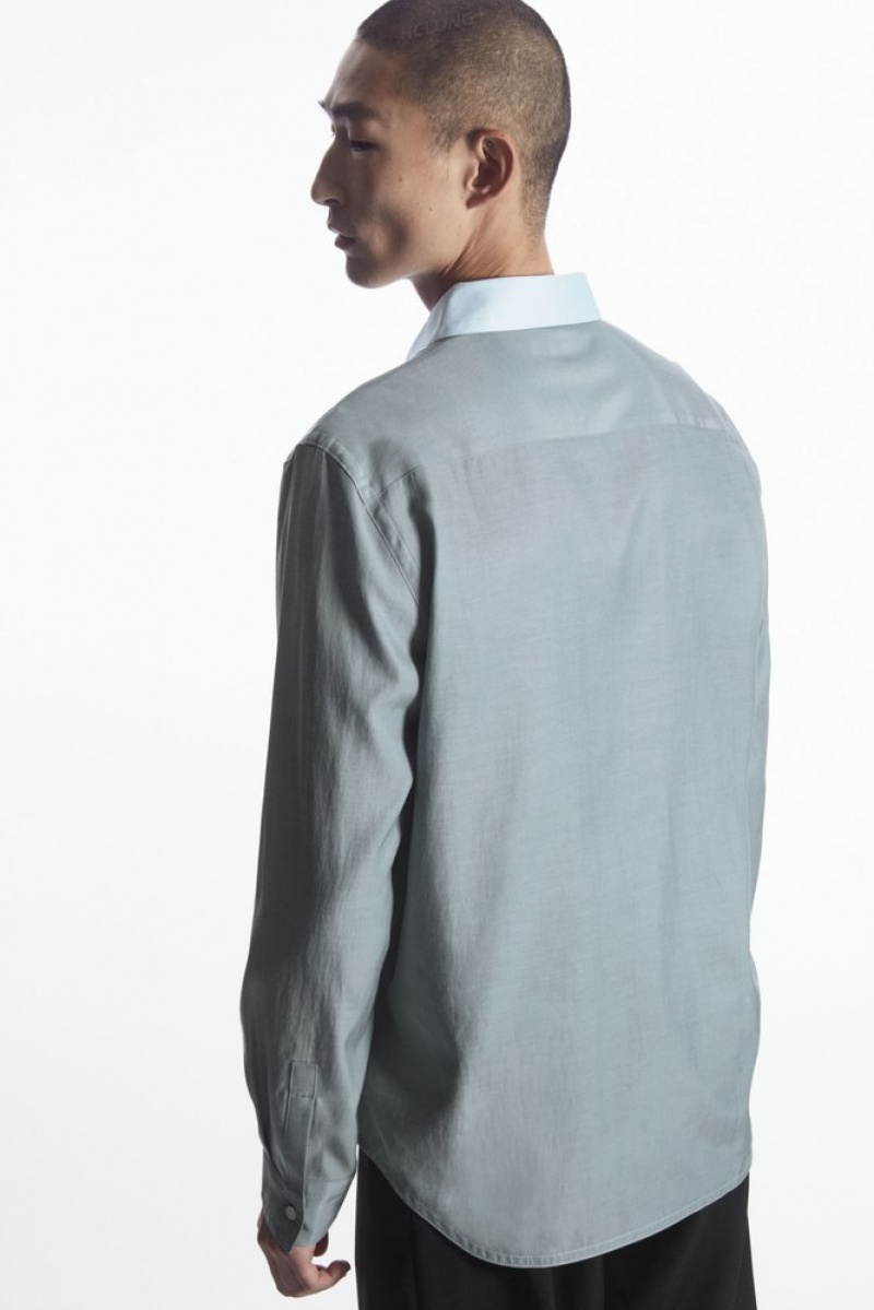 Light Blue / Teal COS Colour-Block Tailored Shirt - Relaxed Shirts | 673852-CTB