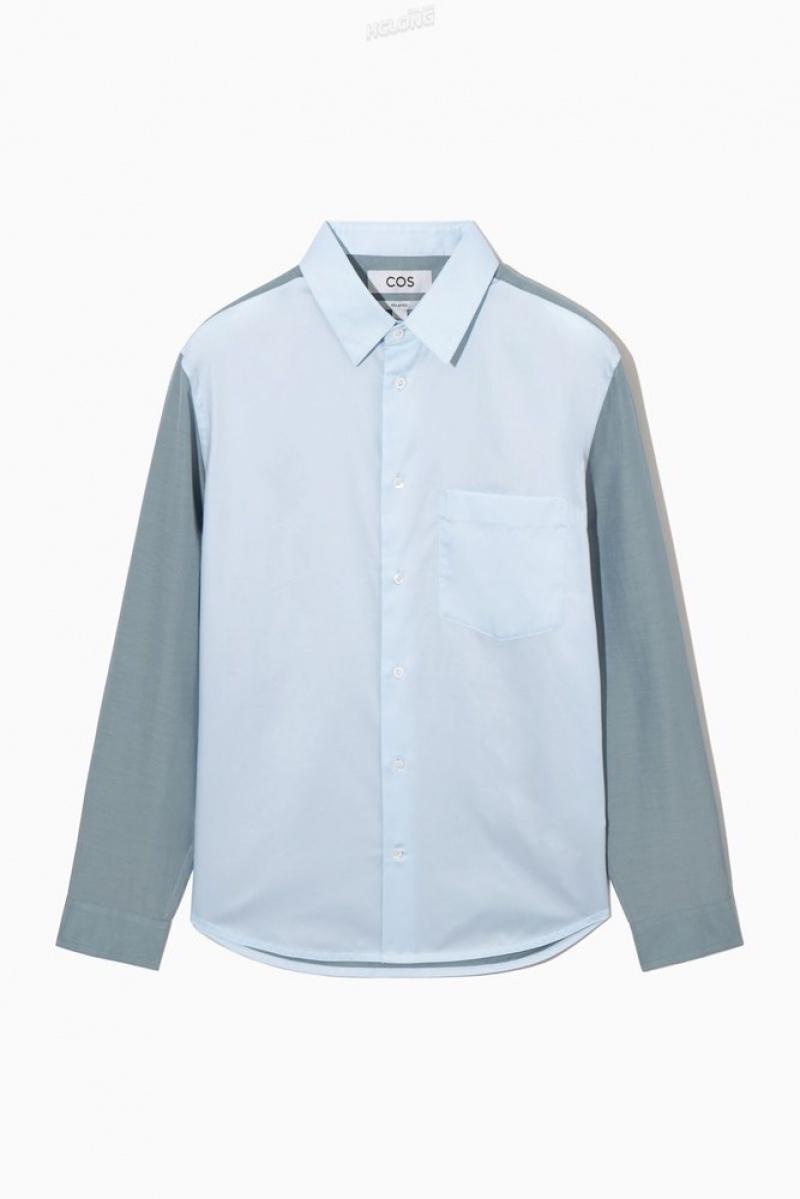 Light Blue / Teal COS Colour-Block Tailored Shirt - Relaxed Shirts | 673852-CTB