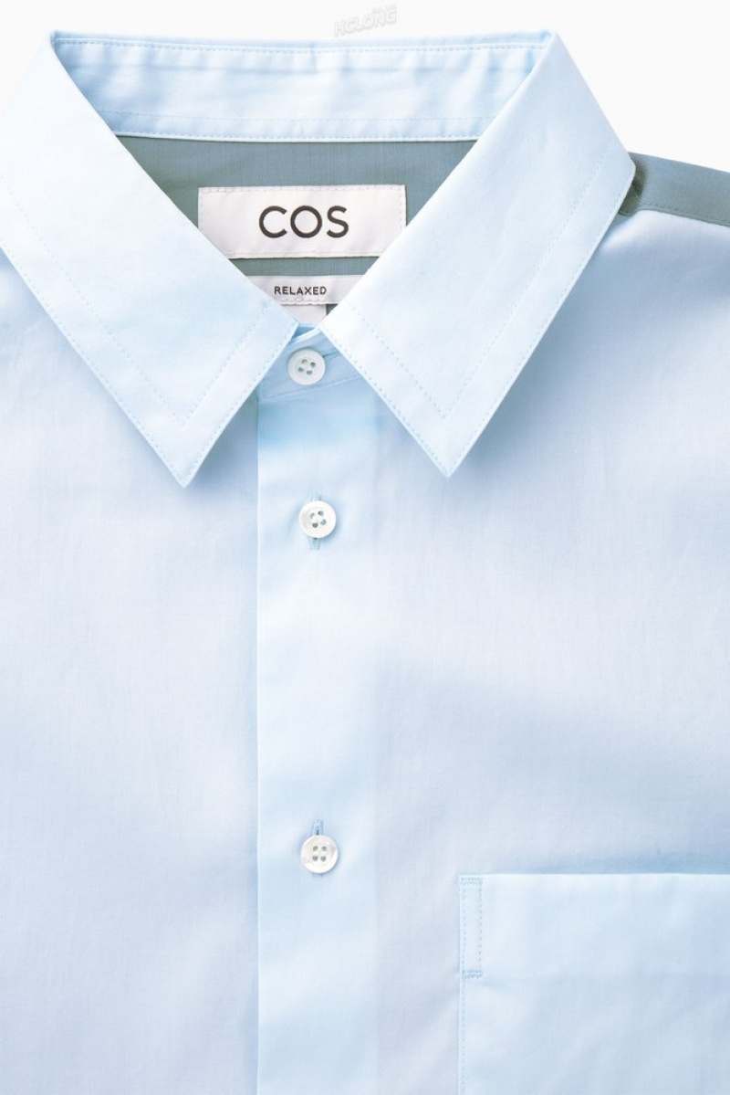 Light Blue / Teal COS Colour-Block Tailored Shirt - Relaxed Shirts | 673852-CTB