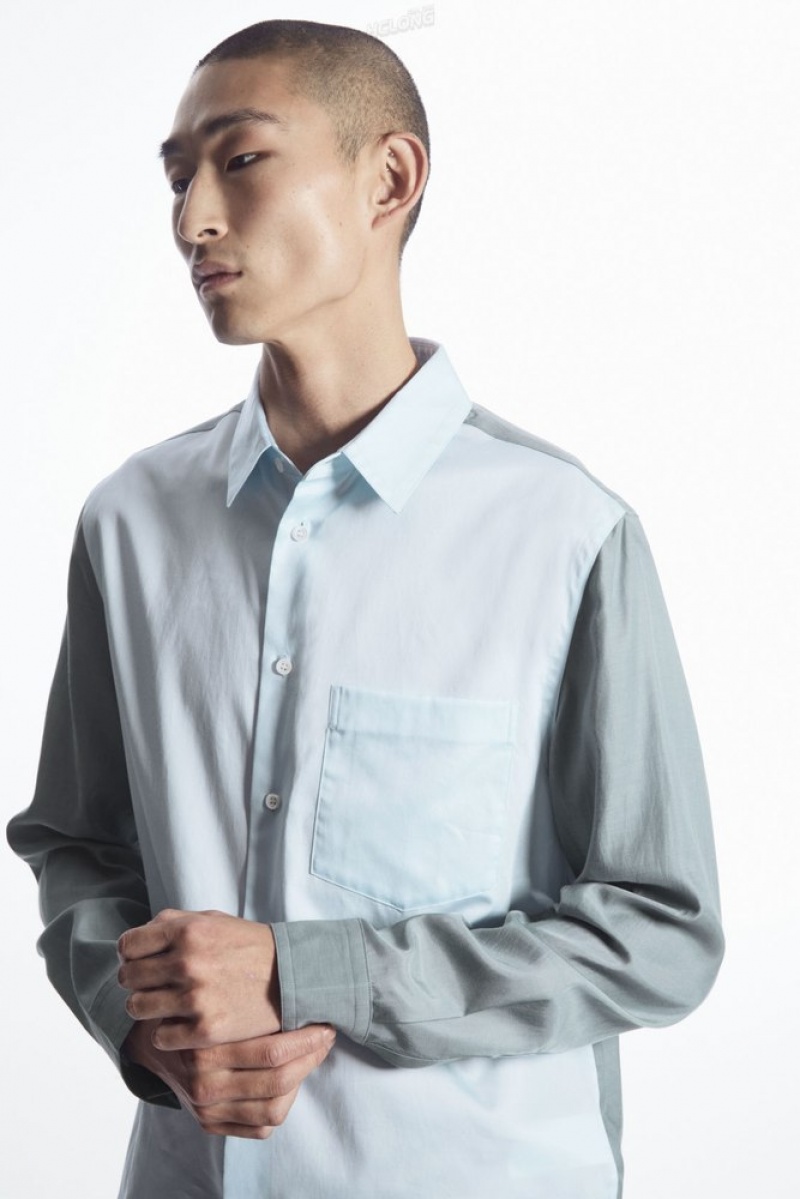 Light Blue / Teal COS Colour-Block Tailored Shirt - Relaxed Shirts | 673852-CTB