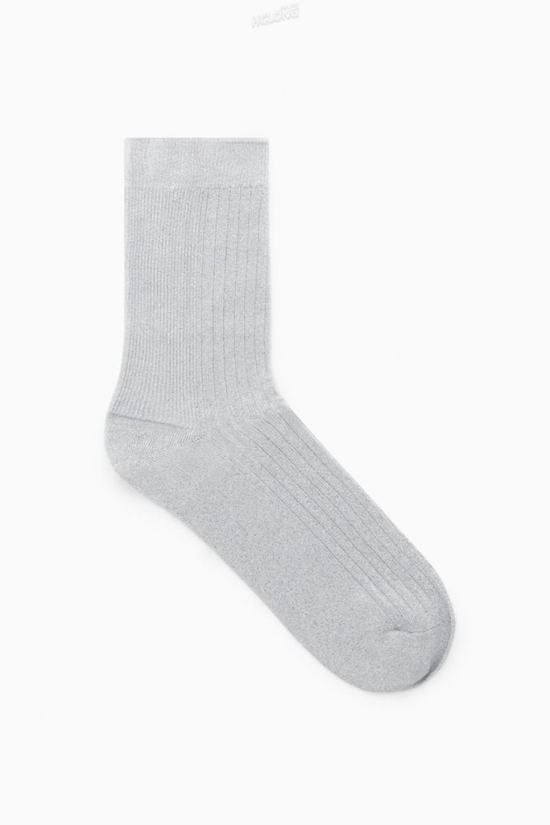 Light Gold COS Ribbed Lurex Socks Socks | 054723-TCL