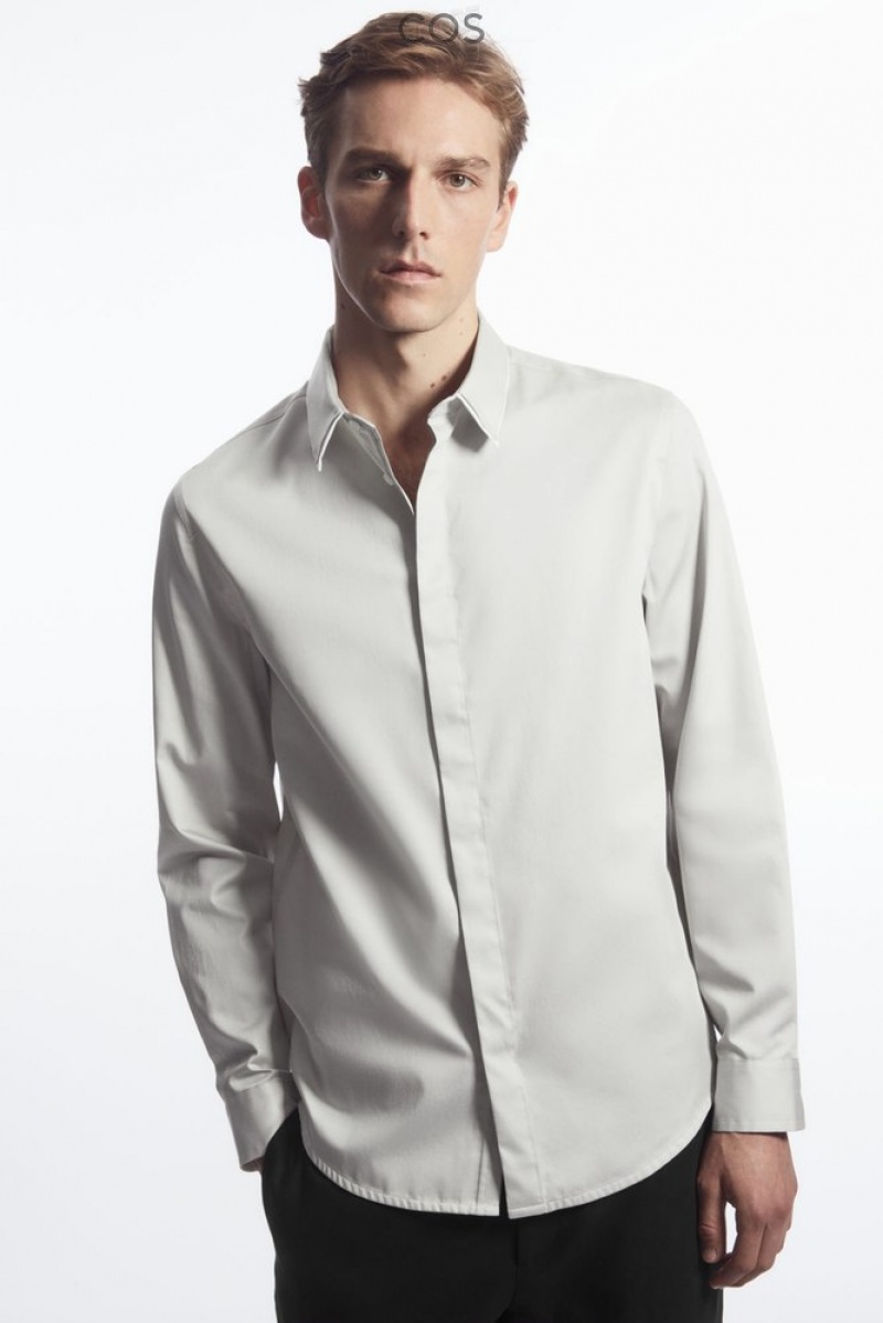 Light Gray COS Layered-Collar Dress Shirt - Regular Shirts | 735461-VBG