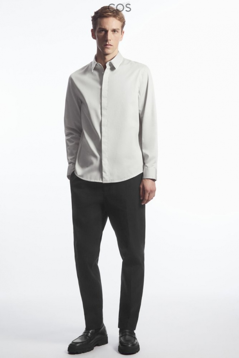 Light Gray COS Layered-Collar Dress Shirt - Regular Shirts | 735461-VBG