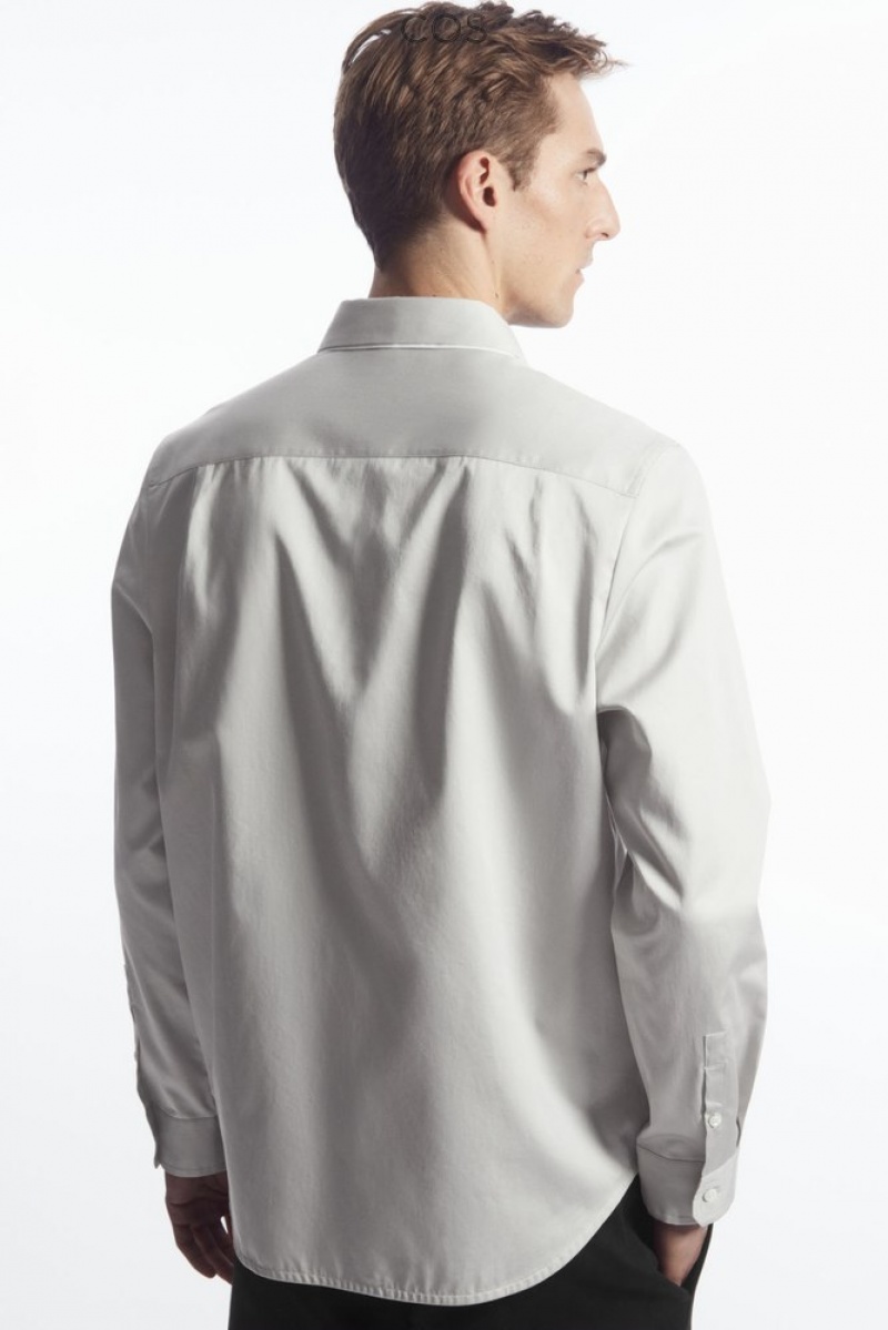 Light Gray COS Layered-Collar Dress Shirt - Regular Shirts | 735461-VBG