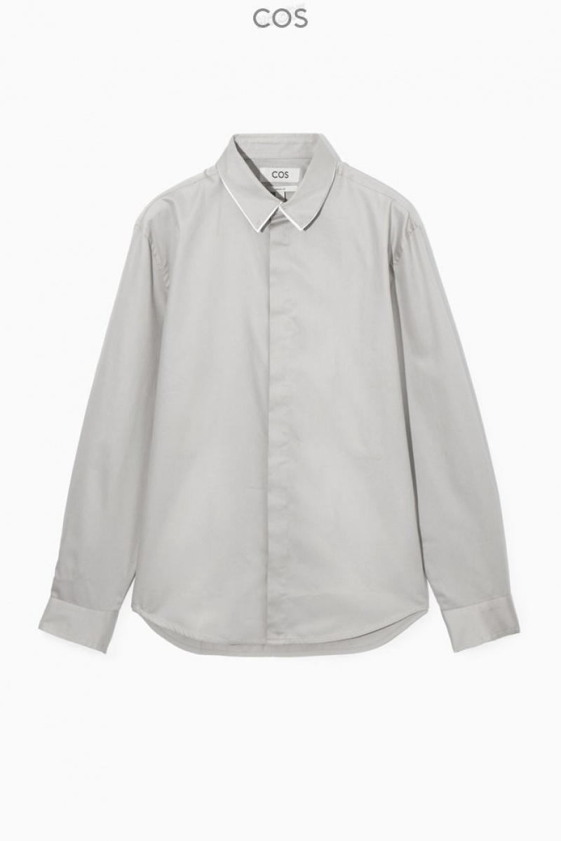 Light Gray COS Layered-Collar Dress Shirt - Regular Shirts | 735461-VBG