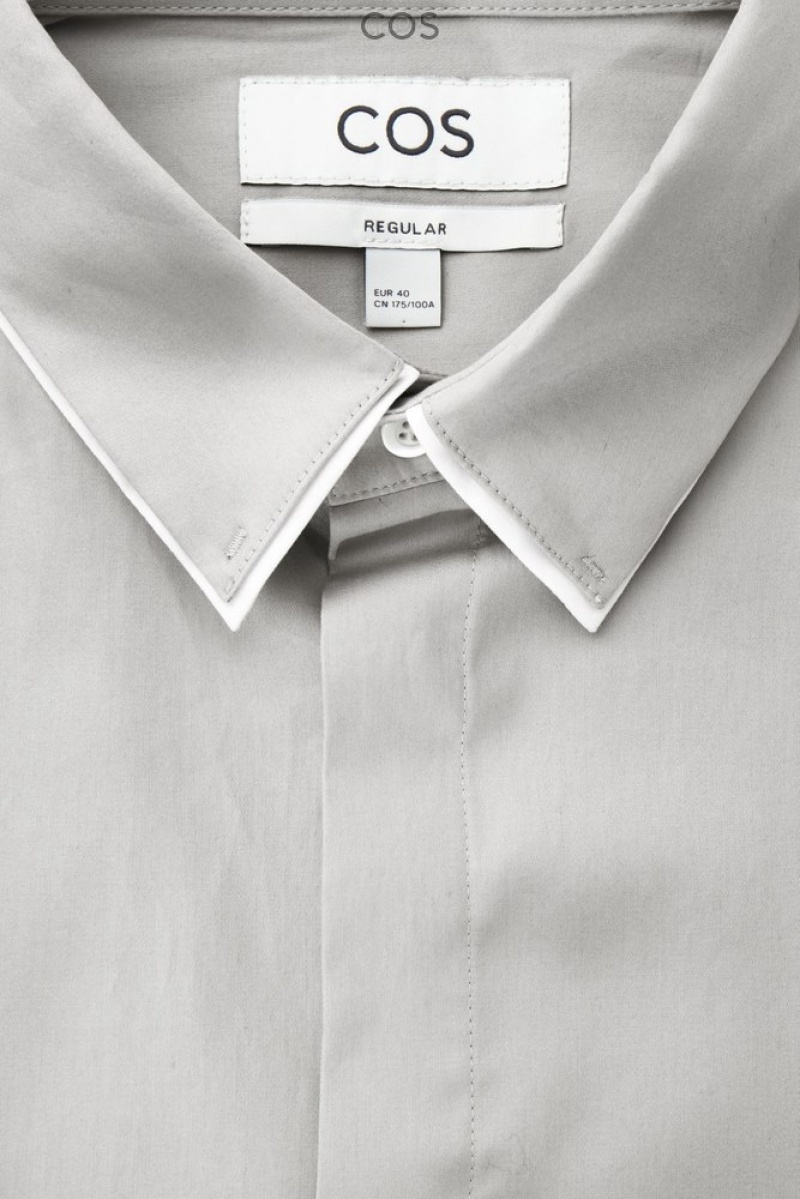 Light Gray COS Layered-Collar Dress Shirt - Regular Shirts | 735461-VBG