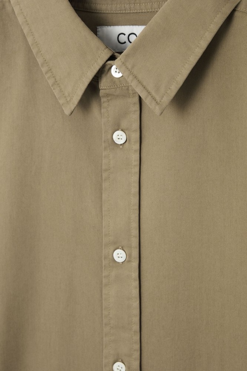 Light Green COS Lightweight Twill Shirt Shirts | 147290-ZDU