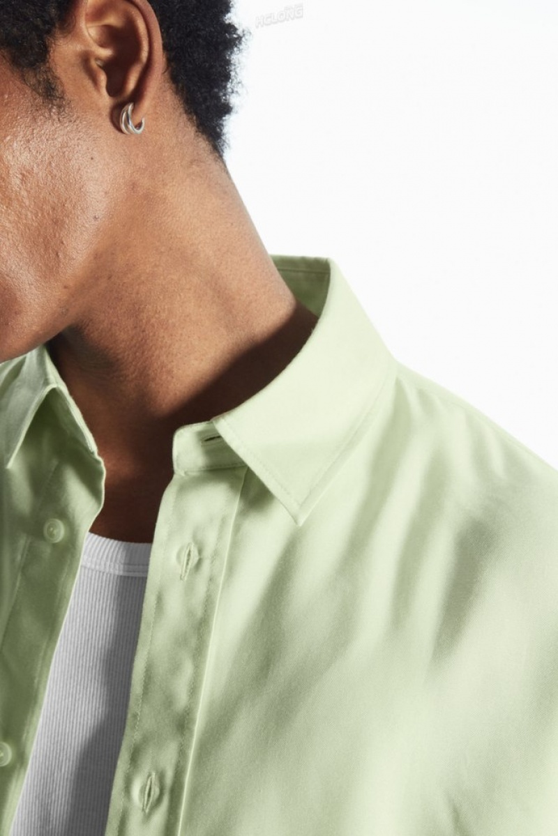 Light Green COS Lightweight Twill Shirt Shirts | 403962-RFT