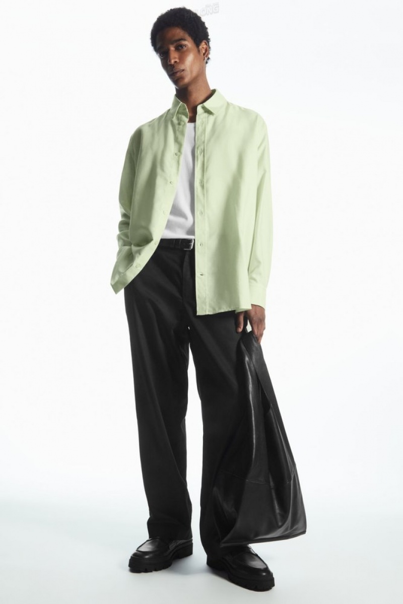 Light Green COS Lightweight Twill Shirt Shirts | 403962-RFT