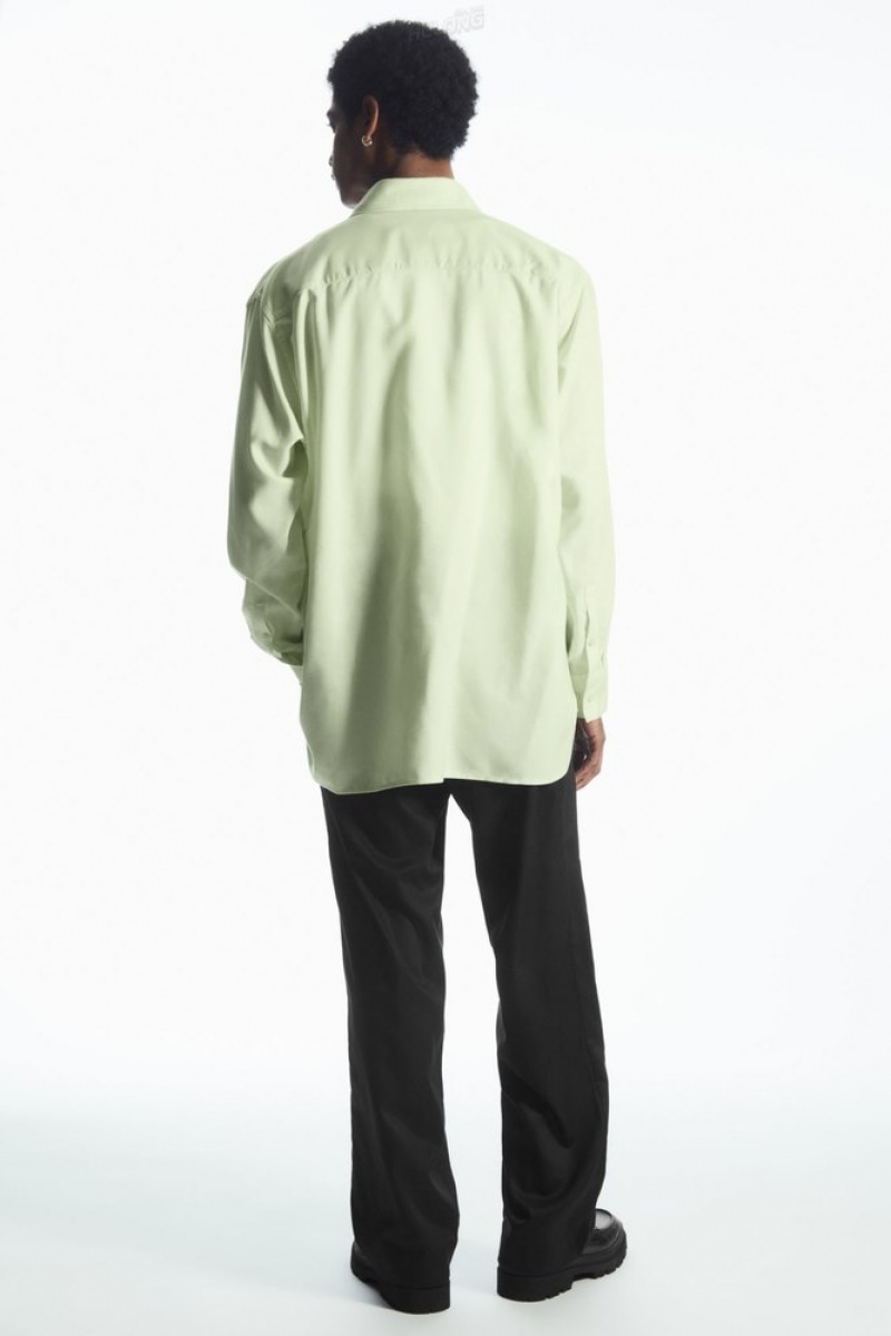 Light Green COS Lightweight Twill Shirt Shirts | 403962-RFT