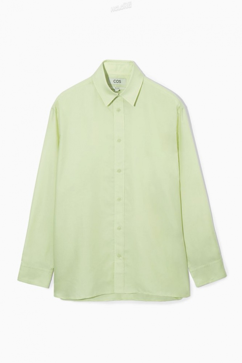 Light Green COS Lightweight Twill Shirt Shirts | 403962-RFT