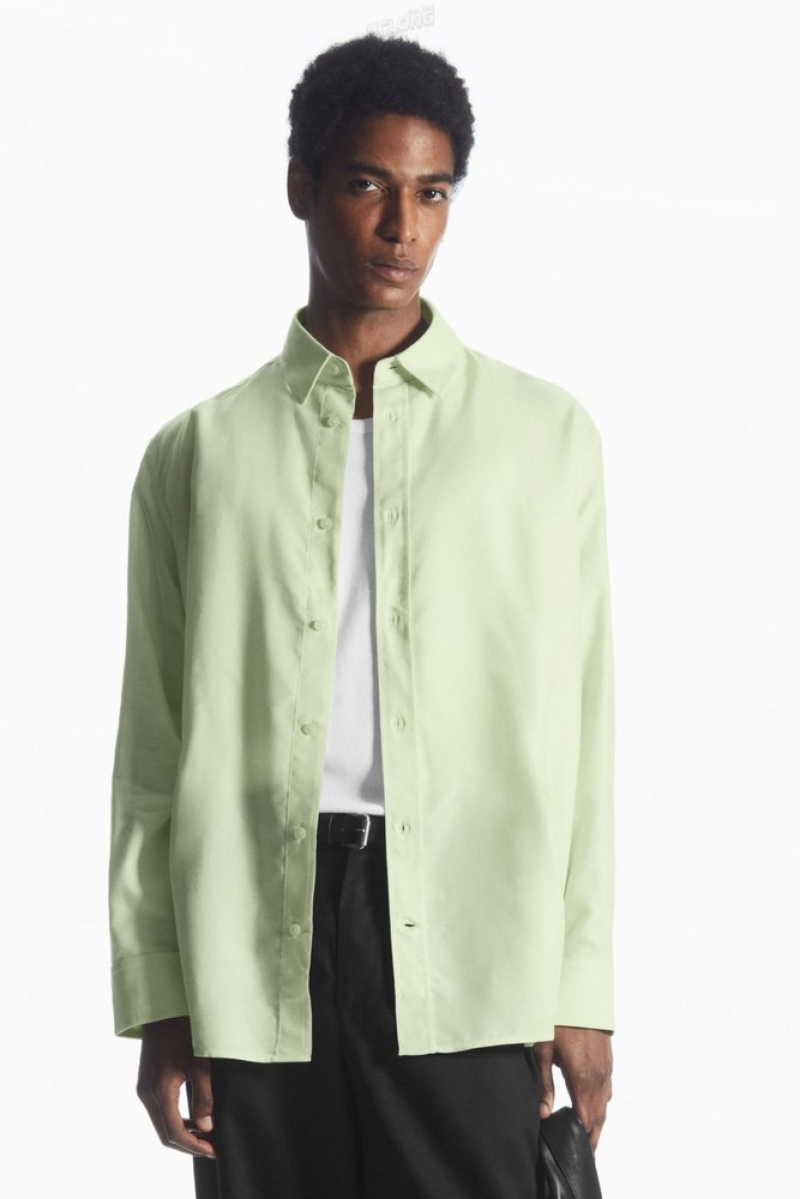 Light Green COS Lightweight Twill Shirt Shirts | 403962-RFT