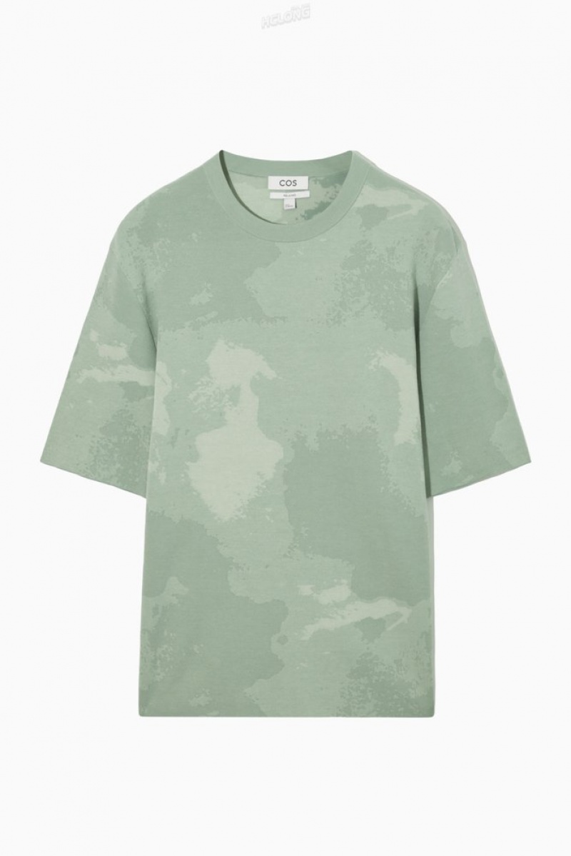 Light Green COS Relaxed-Fit Jacquard T-Shirt T-shirts | 356129-XML