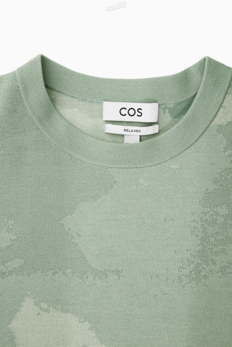 Light Green COS Relaxed-Fit Jacquard T-Shirt T-shirts | 356129-XML