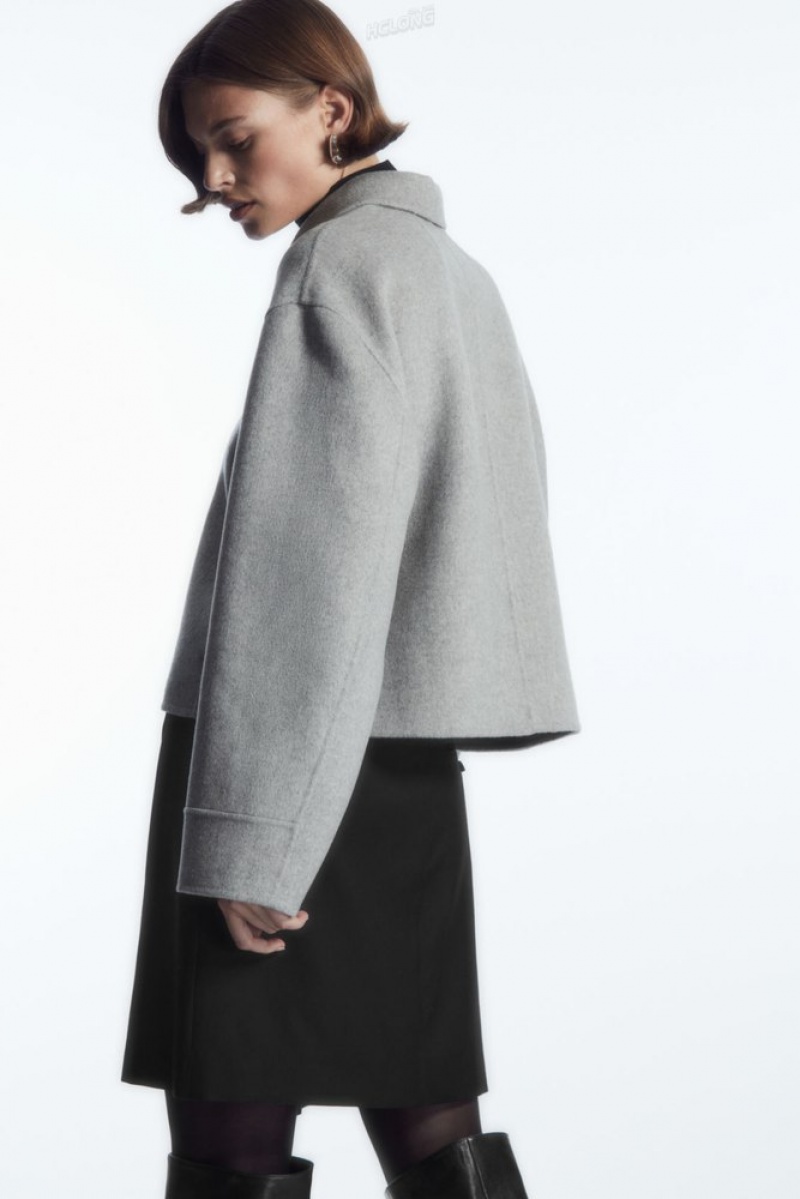 Light Grey COS Boxy Double-Faced Wool Jacket Coats & Jackets | 085361-LUA