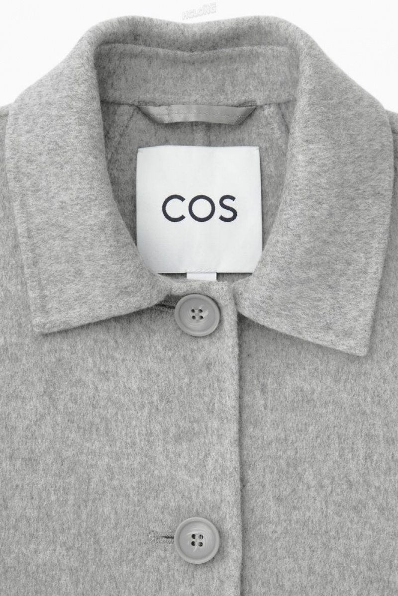 Light Grey COS Boxy Double-Faced Wool Jacket Coats & Jackets | 085361-LUA