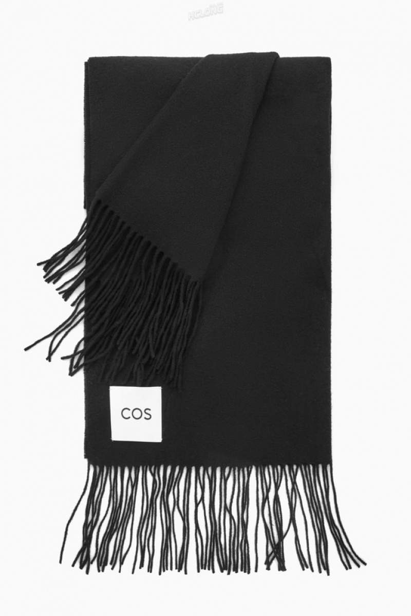 Light Grey COS Fringed Pure Wool Scarf Scarves | 031469-YDN