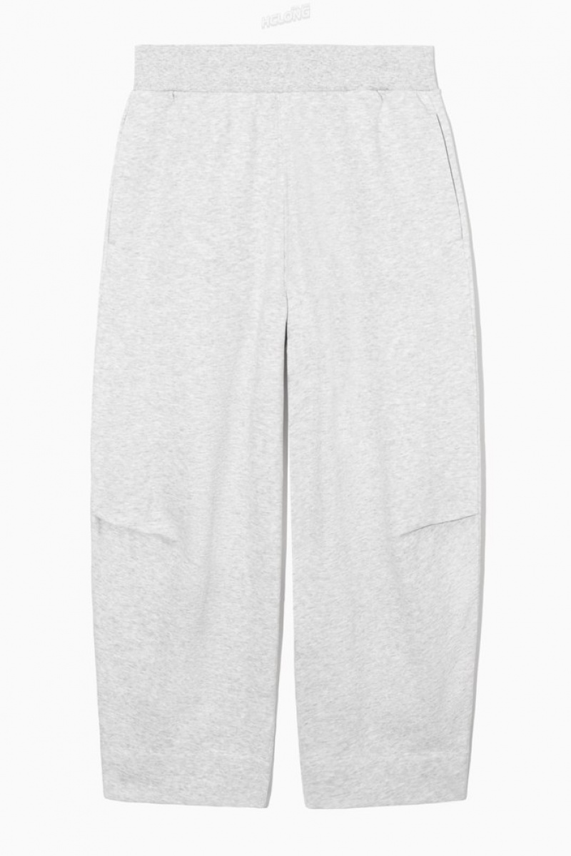 Light Grey MéLange COS Barrel-Leg Joggers Trousers | 925043-ZLG