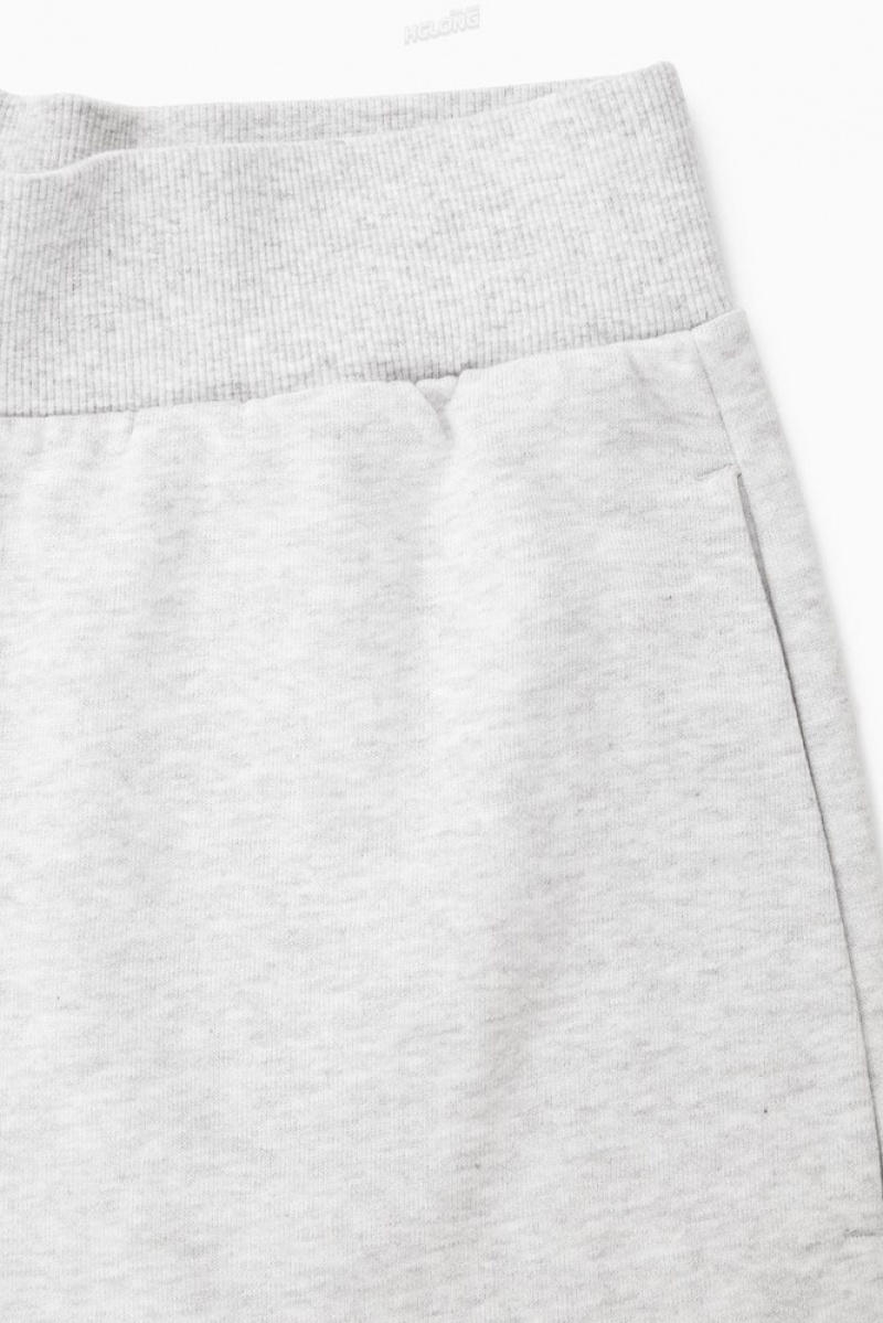 Light Grey MéLange COS Barrel-Leg Joggers Trousers | 925043-ZLG