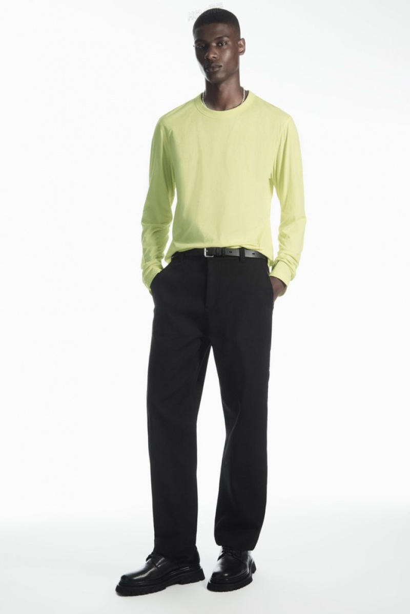 Light Yellow COS Lightweight Long-Sleeved T-Shirt T-shirts | 294801-HCJ