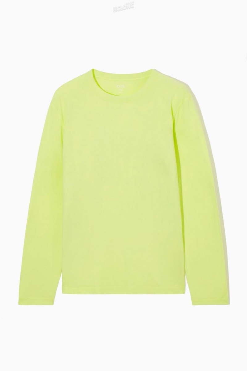 Light Yellow COS Lightweight Long-Sleeved T-Shirt T-shirts | 294801-HCJ