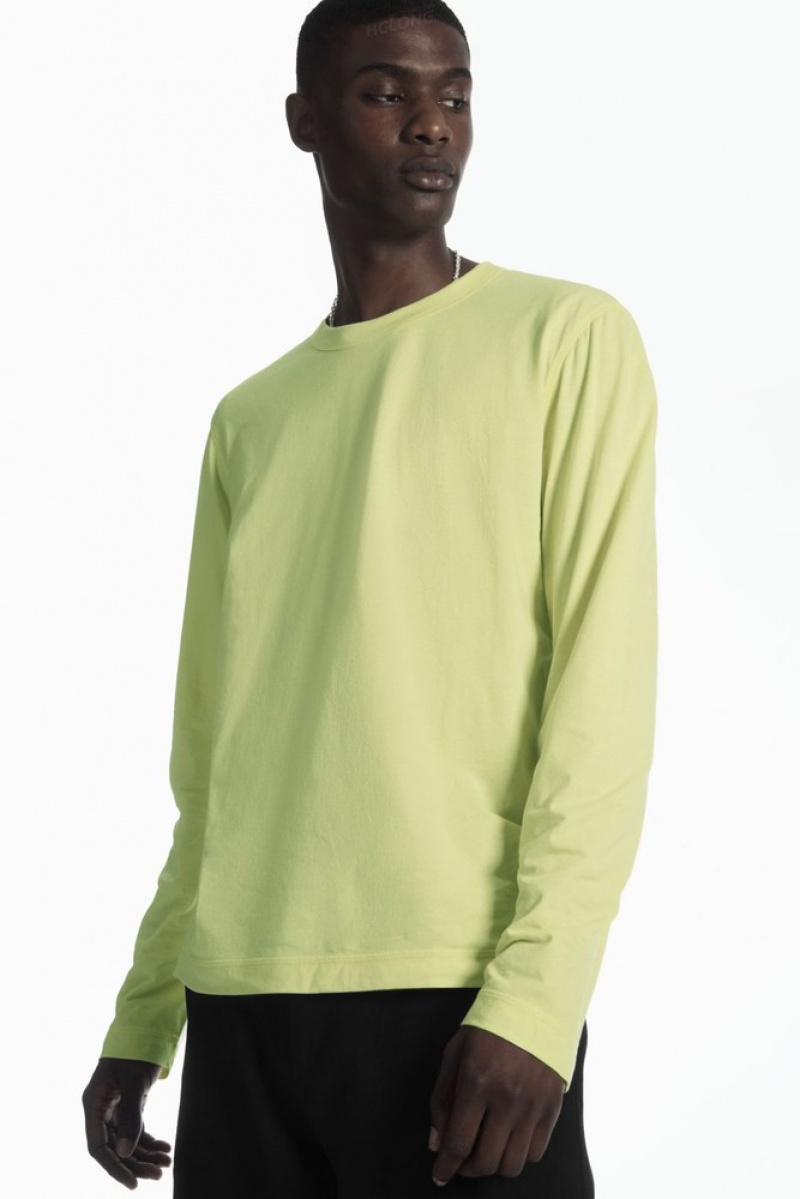 Light Yellow COS Lightweight Long-Sleeved T-Shirt T-shirts | 294801-HCJ