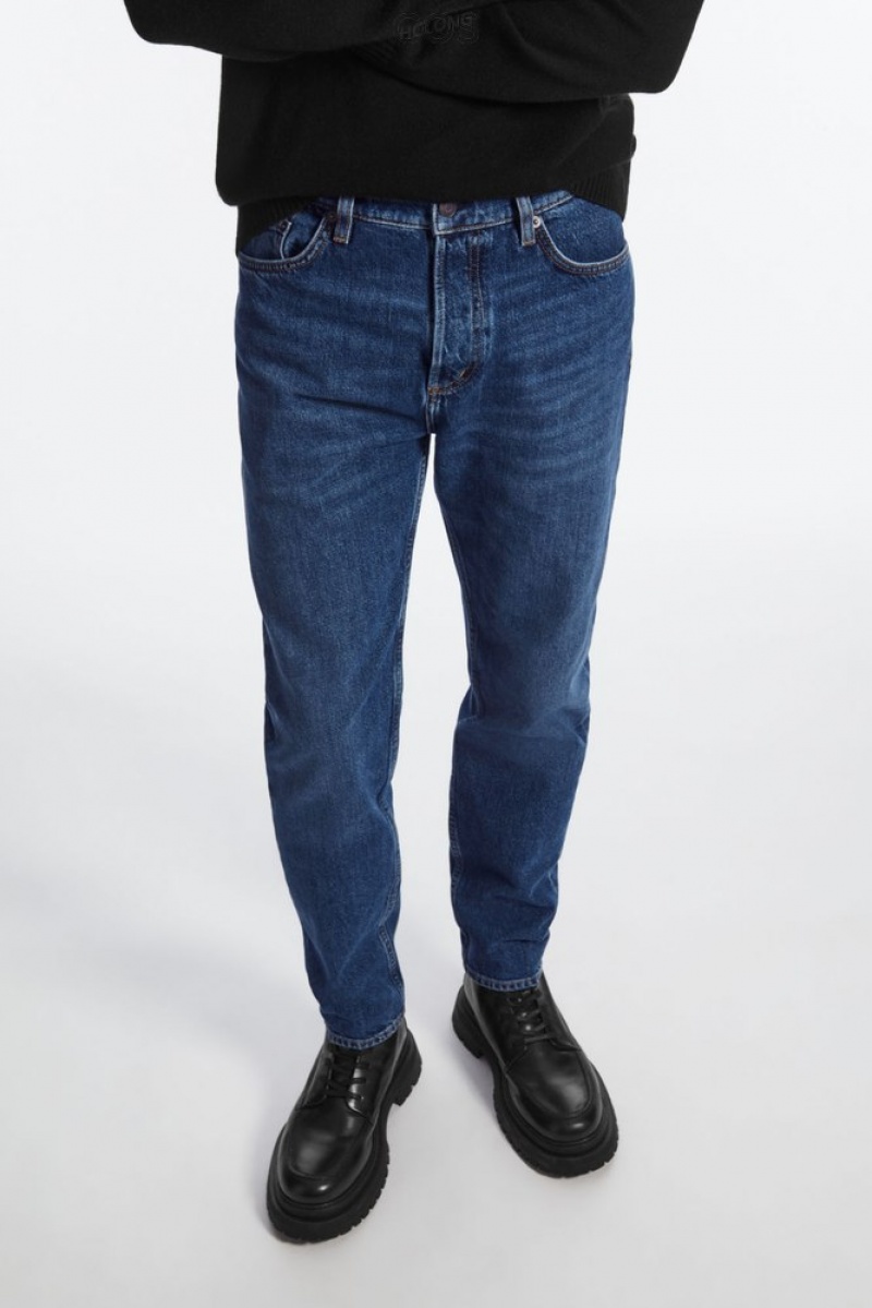 Mid-Blue COS Pillar Jeans - Tapered Trousers | 192304-FES