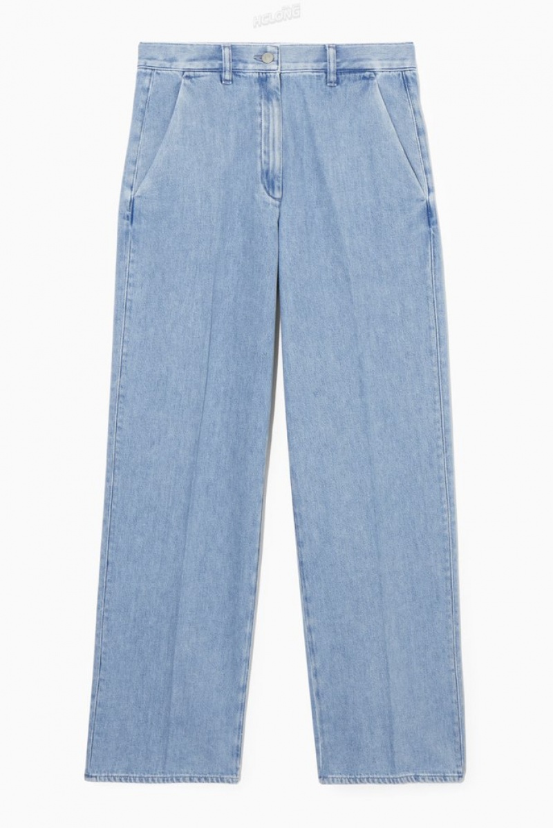 Mid Blue COS Straight-Leg Denim Trousers Trousers | 305427-COD