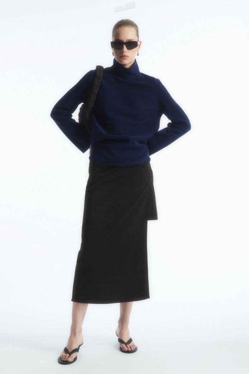 Navy COS A-Line Funnel-Neck Top Tops | 281970-GTD