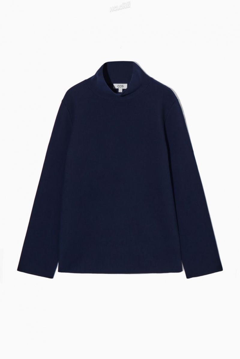 Navy COS A-Line Funnel-Neck Top Tops | 281970-GTD