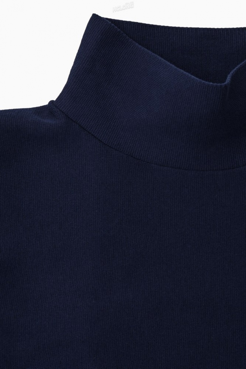 Navy COS A-Line Funnel-Neck Top Tops | 281970-GTD